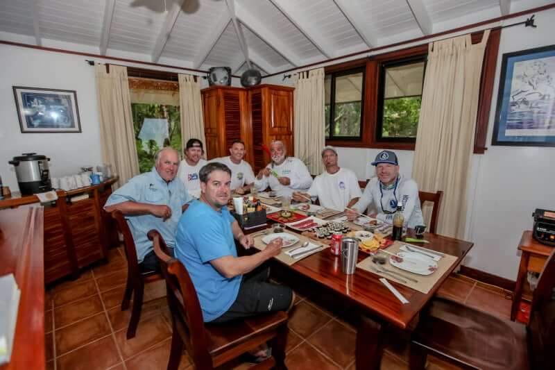 Anglers in dining room at Sport Fish Panama Island Lodge