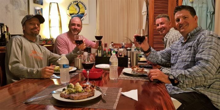 Clients at Sport Fish Panama Island Lodge enjoying dinner