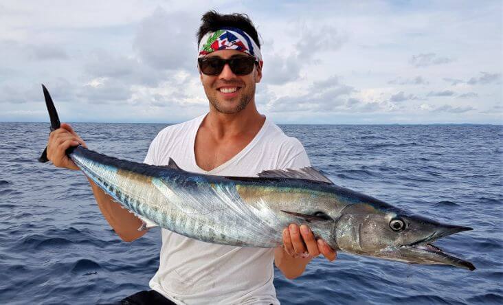 Angler posing with a wahoo, Sport Fish Panama Island Lodge