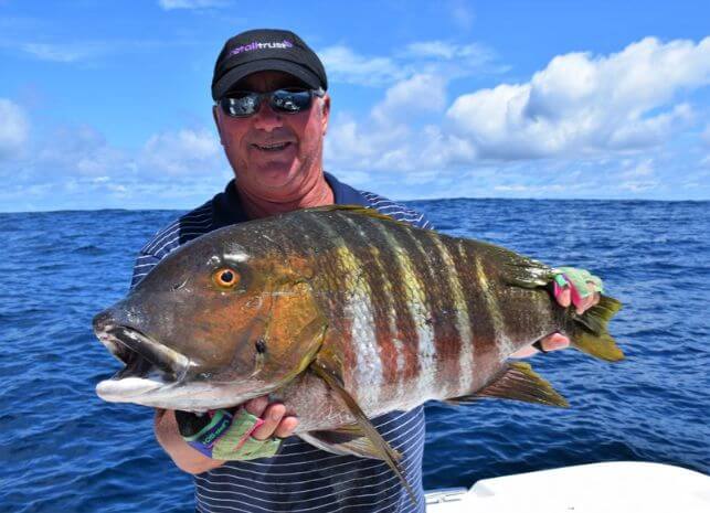 Angler posing with Mexican Barred Snapper