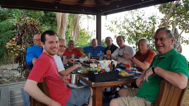 Clients at Sport Fish Panama Island Lodge enjoying cocktail hour
