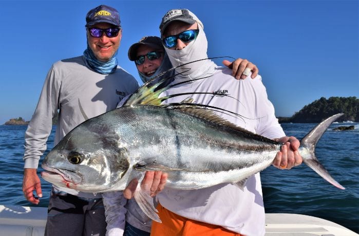 3 angler holding roosterfish