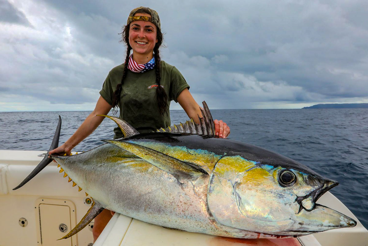 Lady angler with large tuna