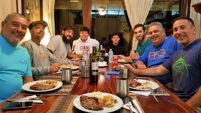 Clients at Sport Fish Panama Island Lodge enjoying dinner