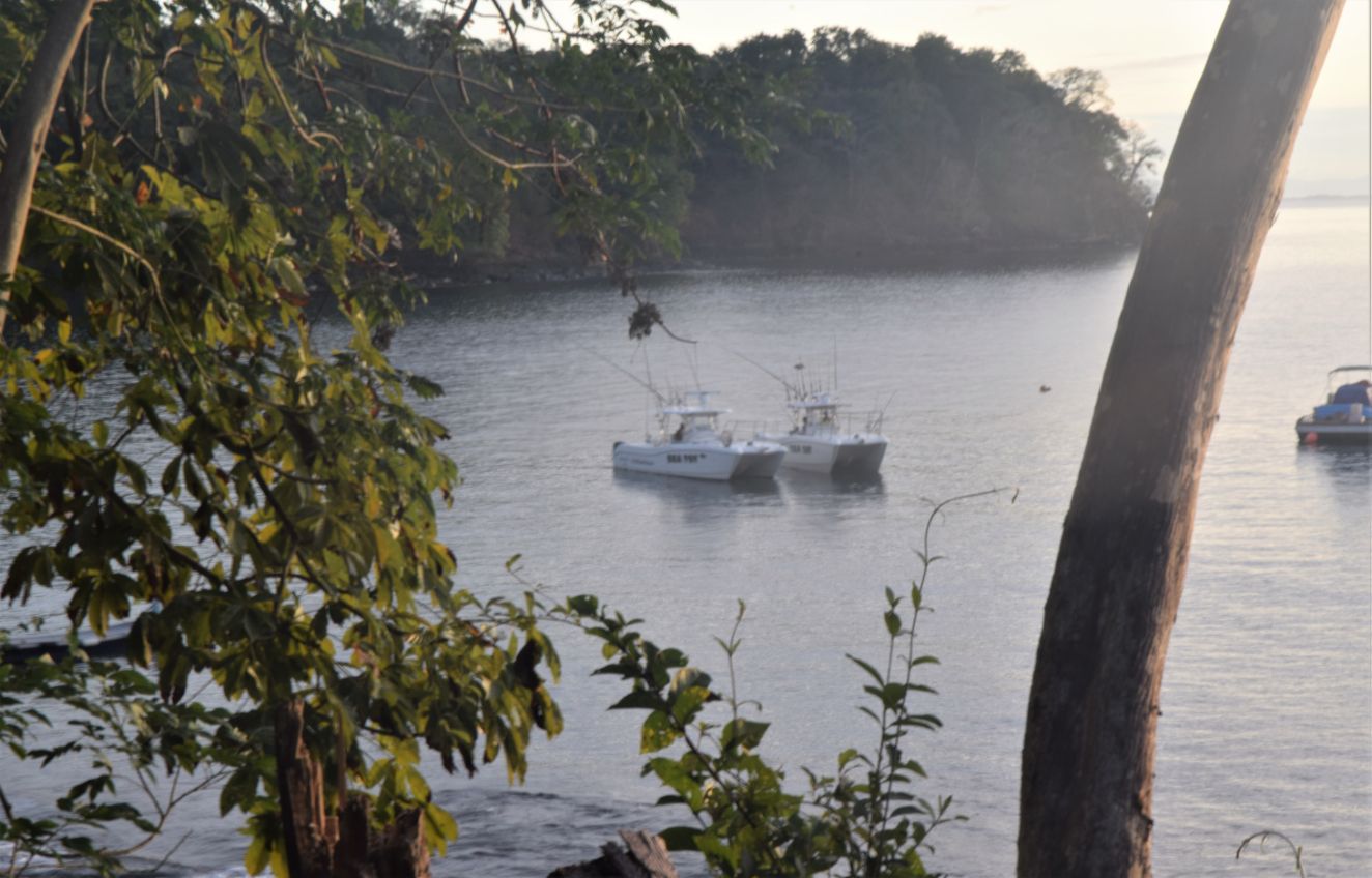 Two of our World Cats at anchor at Sport Fish Panama Island Lodge